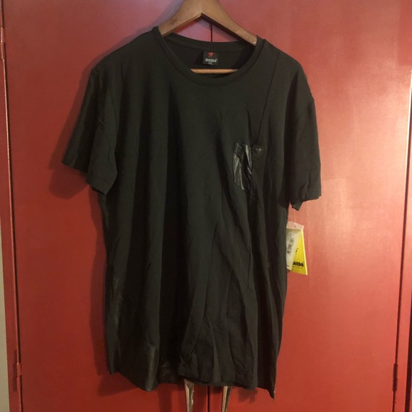 Black with black faux leather Shirt NWT - Picture 1 of 6